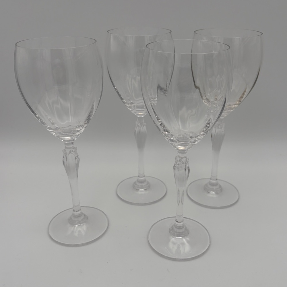 Mikasa Spring Petals Crystal Optic Bowl Wine Glasses Set Of Four
